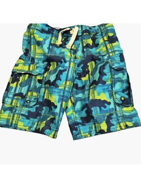 Wave Boys Swim Shorts size Small Swimsuit Yellow blue pattern